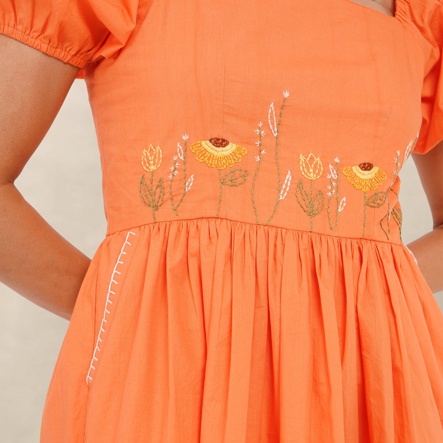 The Kantha Affair Bloom Dress|Mini| Orange Dress AFFAIRMUSE